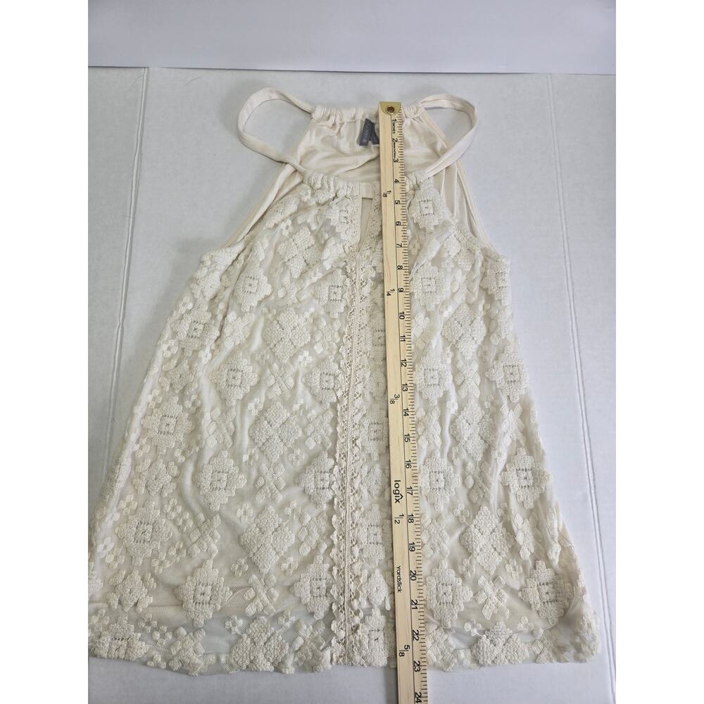 Woman's SZ S bohemian-style cream or ivory lace halter neck tank top - Picture 3 of 8